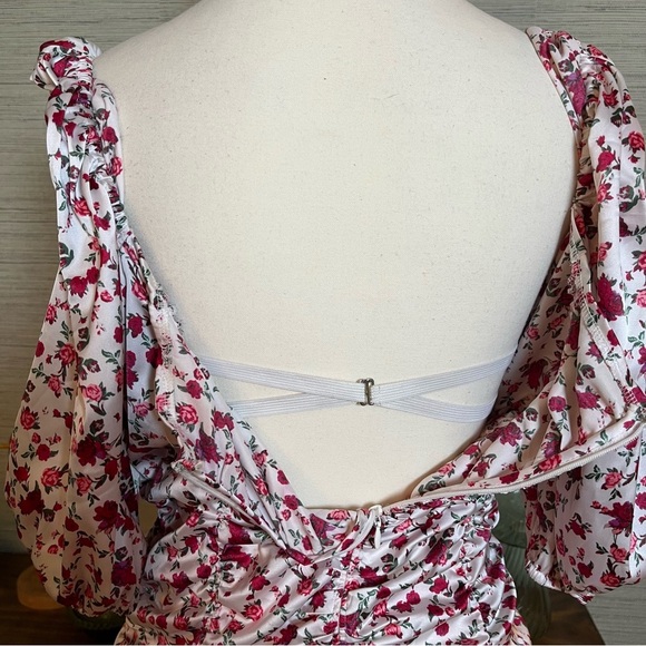 For Love & Lemons Melrose Dress Size Large Mini Floral Ruched Romantic Coquette - Picture 5 of 5